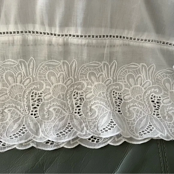 NWOT MICHAEL Michael Kors CRISP WHITE Embroidered LACE V-NECK Cotton BLOUSE L - Picture 12 of 17